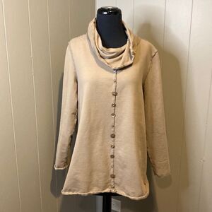 Neon Buddha Women’s Medium Tunic Cowl Neck Long Sleeve Button Detail